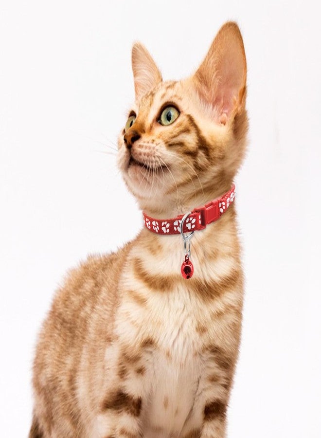 Quacc 6pcs Puppy Collars, Puppy Whelping Collars Colourful Adjustable Dog Collar 19-32CM Paw Print Collar with Bell for Small Dog Cats - Image 5